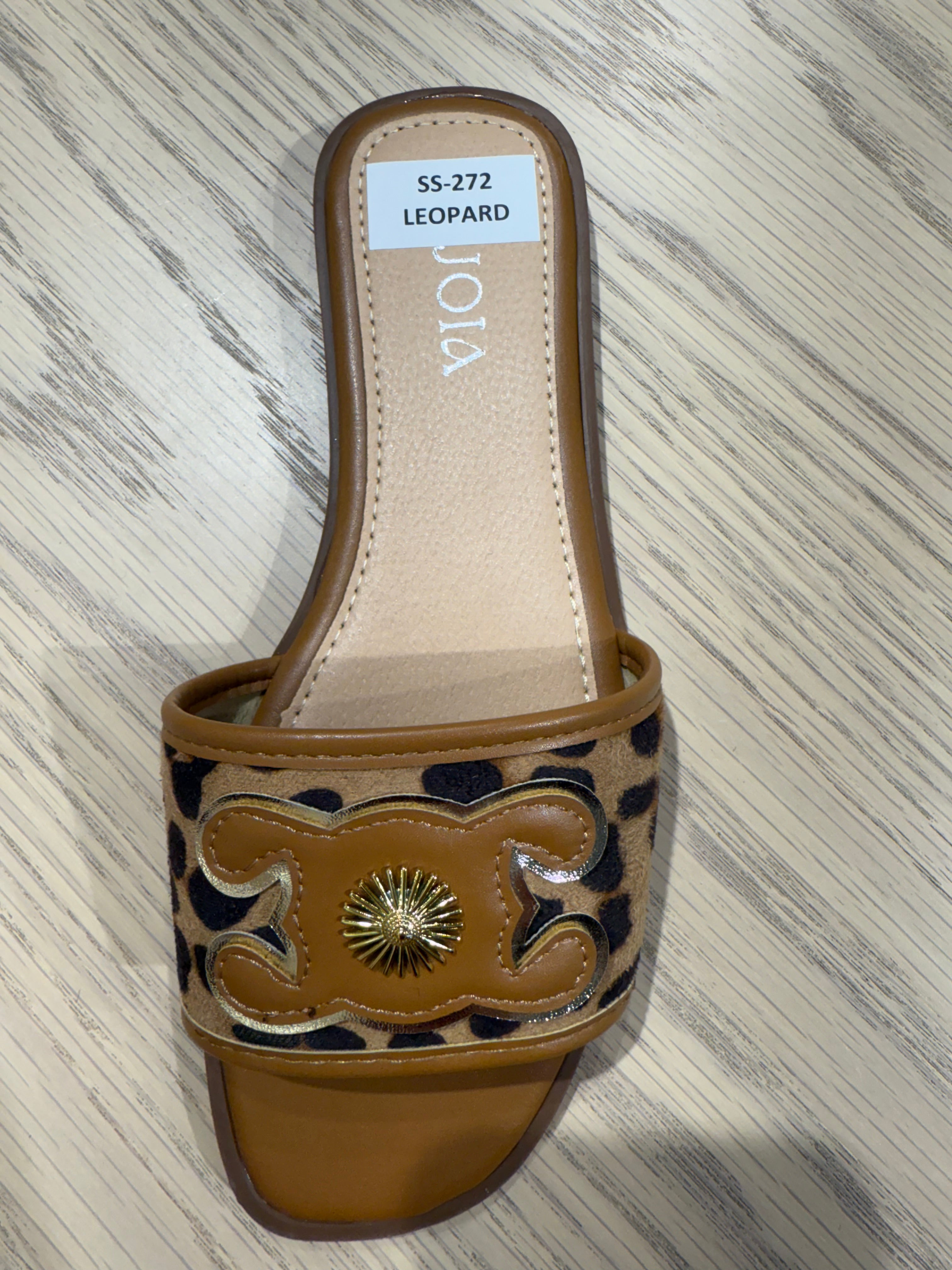 Slipper Cecille Leopard Cognac